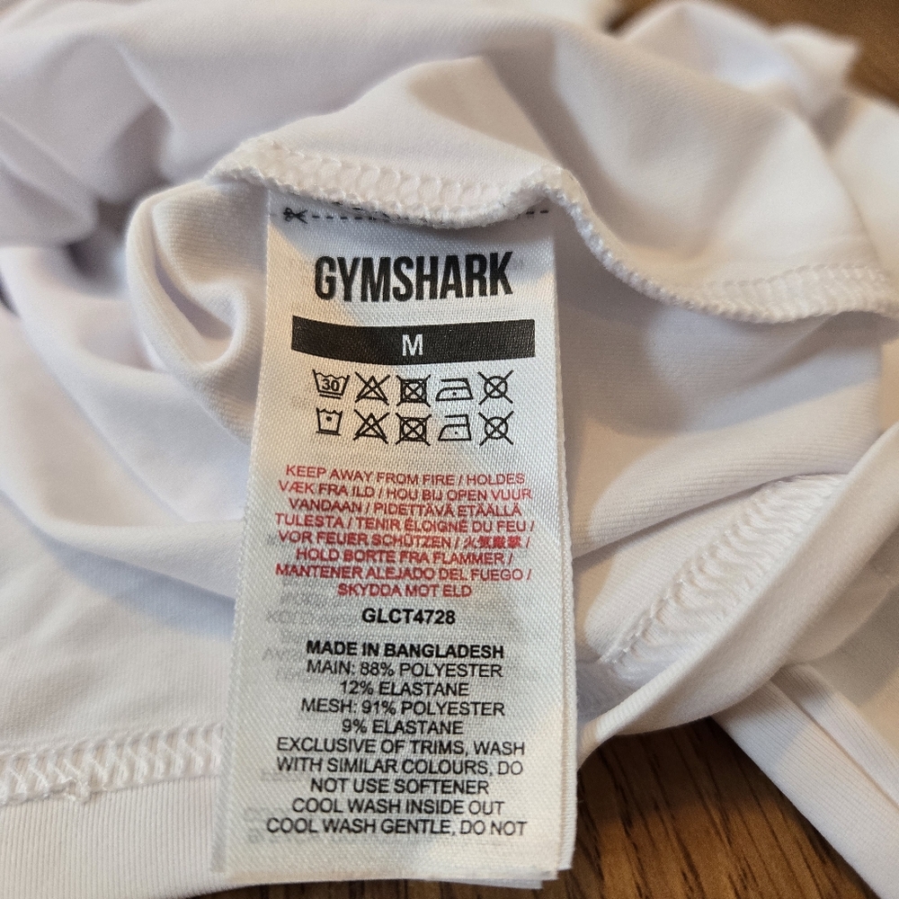 GYMSHARK White Long Sleeve Crop Top Active Cropped Stretch Gym Yoga Outdoor M - Picture 6 of 9